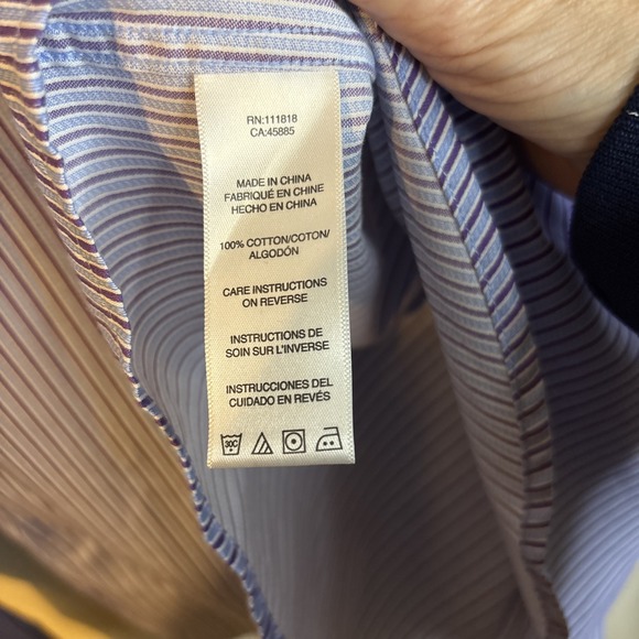 Michael Kors Mens Purple Striped Long Sleeve Button Up Dress Shirt XL Cotton NEW - Picture 7 of 8